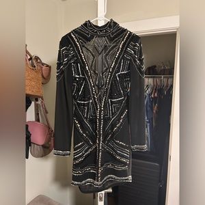 Women’s long sleeve embellished evening cocktail dress size M